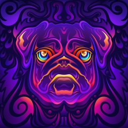 暗空间多色彩渐变狗狗图形设计