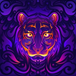 暗空间多色彩渐变老虎图形设计