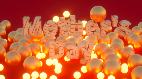 红色背景中母亲节三维场景