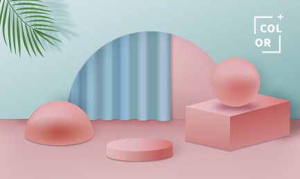 矢量场景 抽象立体几何柔美空间