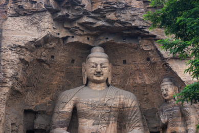 中国山西省大同市西郊武周山云冈石窟精美佛教造像