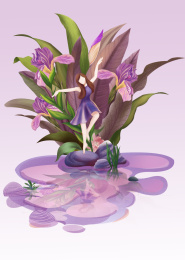 鸢尾花下翩翩起舞的女孩儿