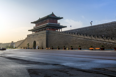 中国河北省正定古城墙南门古城楼