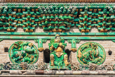 中国山西省洪洞县广胜寺飞虹塔局部琉璃装饰