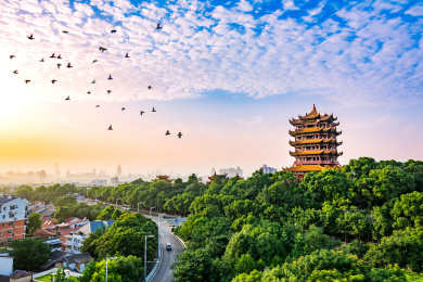 中国湖北省武汉市黄鹤楼远景