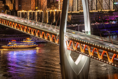 重庆东水门长江大桥夜景