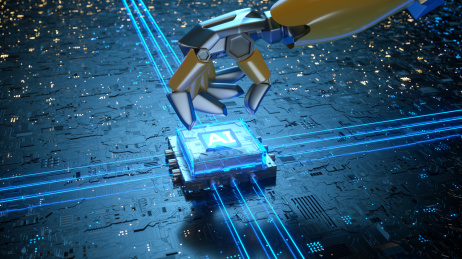 科幻科技机器人安装ai人工智能芯片场景