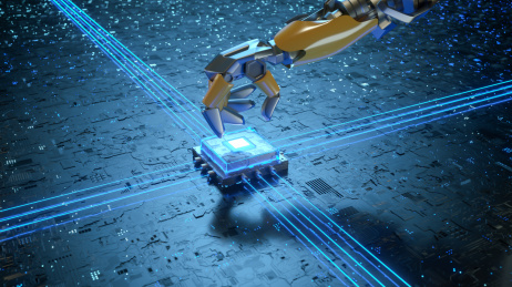 科幻科技机器人安装ai人工智能芯片场景