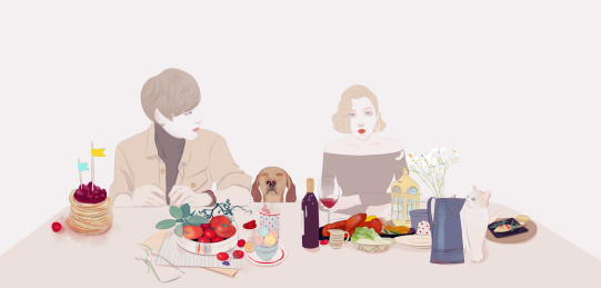 一起吃午餐的恋人