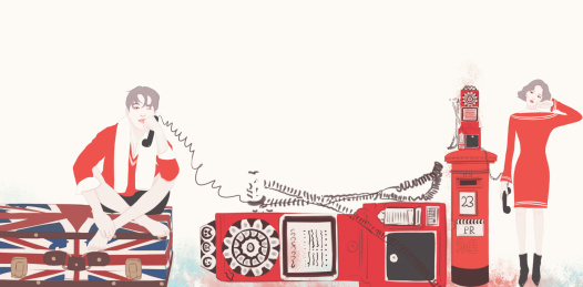 红色系列恋人打电话