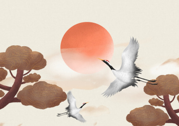 中国传统节日重阳节仙鹤背景插图 