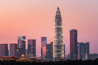 中国广东深圳城市天际线风光