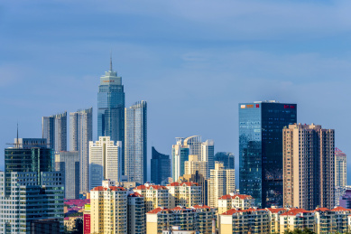 中国山东省烟台市都市风光