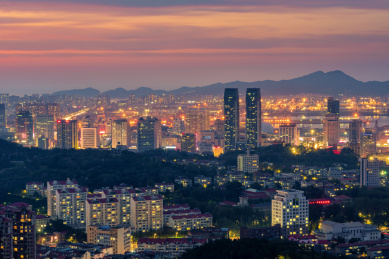 中国山东省烟台市日暮风光