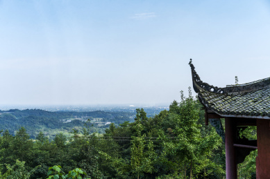 蓝天下远眺四川省绵阳市安州风光