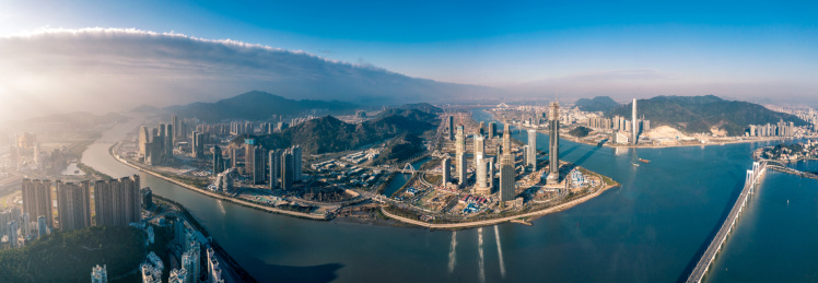 广东珠海横琴金融岛建筑群全景