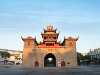 中国宁夏回族自治区银川市鼓楼古建筑风光