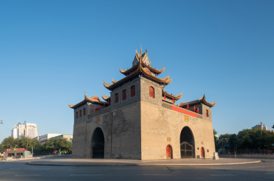 中国宁夏回族自治区银川市鼓楼古建筑风光