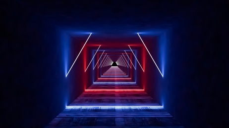 3d激光夜总会舞台 抽象荧光霓虹背景未来走廊概念背景