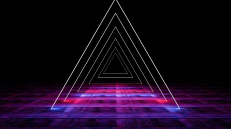 3d激光夜总会舞台 抽象荧光霓虹背景未来走廊概念背景