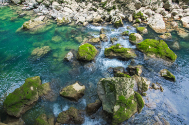 中国贵州黔南荔波县大七孔景区内的溪谷风光