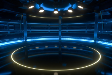 夜晚的竞技场与灯光场景 三维渲染