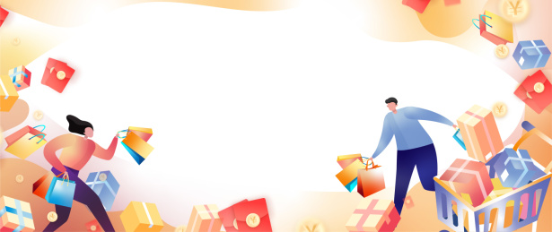 电商购物网购主题海报闪屏插画
