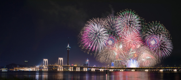 中国澳门国际烟花节上燃放的烟花