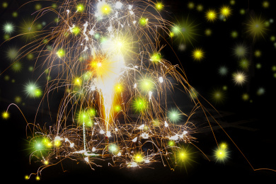 华丽的烟花加上亮丽的星芒