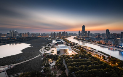 中国湖北省武汉市汉阳琴台日落