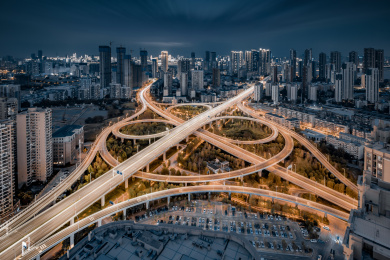 湖北省武汉市汉阳区马鹦路立交桥夜景