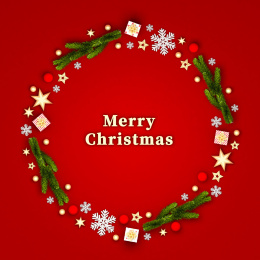 红色背景的圣诞节花环