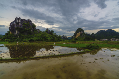 中国云浮市罗定县田园灌水自然风光