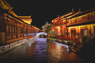 云南丽江古城夜景旅游景区