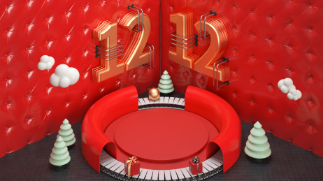 电商促销题材的双十二场景，3d渲染