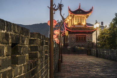 福建省龙岩市长汀古镇夜景风光