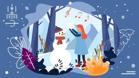 扁平二十四节气小雪插画