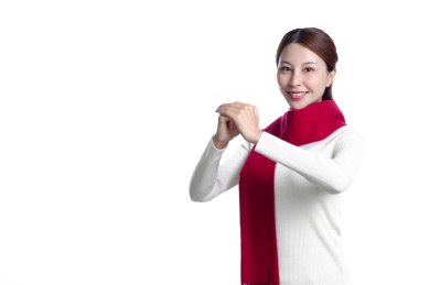 年轻亚洲女性春节主题棚拍