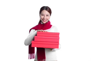 年轻亚洲女性春节主题棚拍