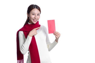 年轻亚洲女性春节主题棚拍