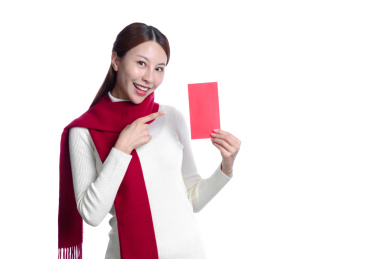 年轻亚洲女性春节主题棚拍