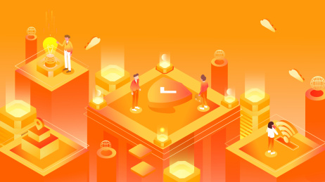 2.5D互联网金融数字加密概念渐变矢量背景插画