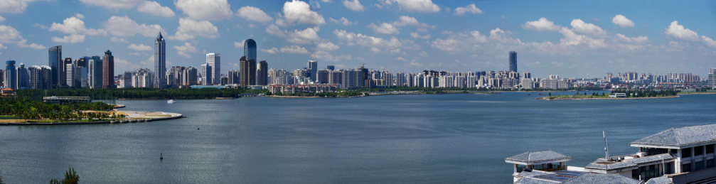  海南海口滨海城市建筑风光全景图