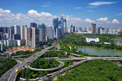 海口万绿园世纪立交城市风光