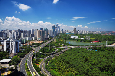 海口万绿园世纪立交城市风光