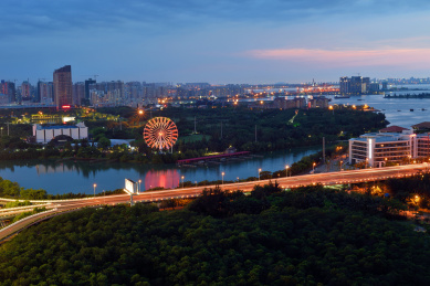 海南海口城市建筑风光夜景