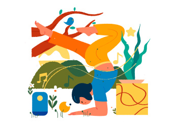 练瑜伽的女孩，扁平矢量人物场景创意概念插画