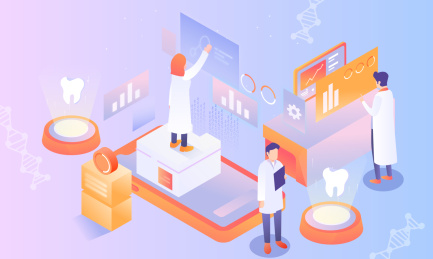 2.5D等距世界爱牙日口腔健康医疗背景插画