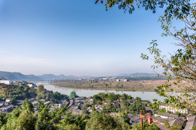 四川南充嘉陵第一桑梓周子古镇风光