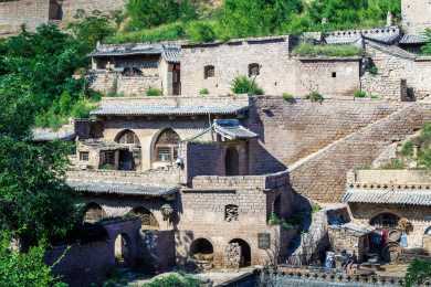 中国山西省临县碛口镇李家山村窑古民居窑洞建筑群